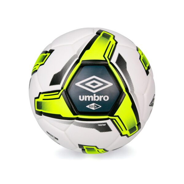 Umbro Tristar Size 4 Youth and Beginner Soccer Ball, White_Black_Yellow