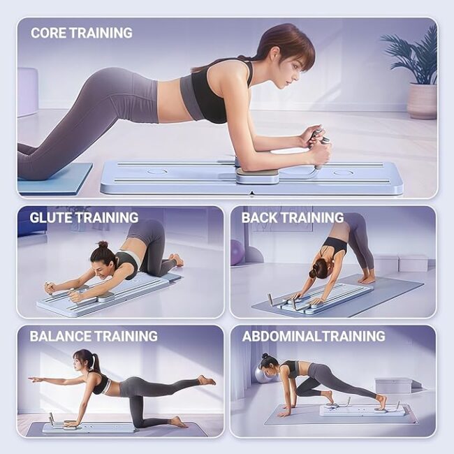 Multi-Purpose Foldable Pilates Reformer Board for Home, 5in1 Pilates Sliding Board