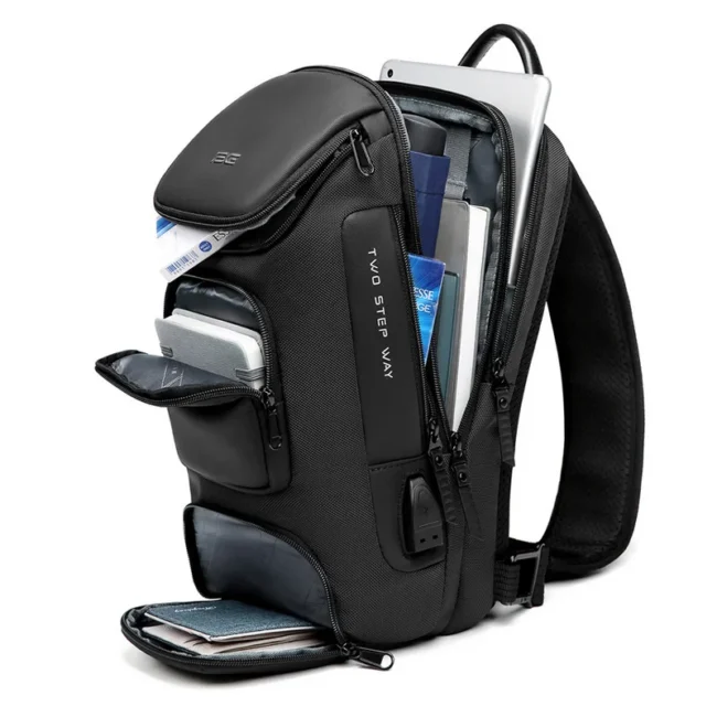 Factory wholesale custom LOGO fashion anti theft men customized waterproof shoulder chest crossbody sling bag for men