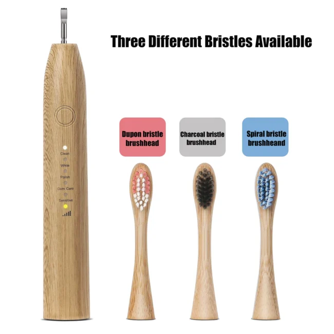 Bamboo electric toothbrush with Bristles- Biodegradable brush head for sale