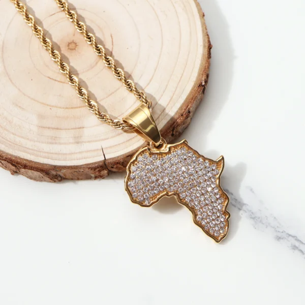 Africa Map Iced Out Chain necklace For Men/Women fashion Jewelry - Image 5