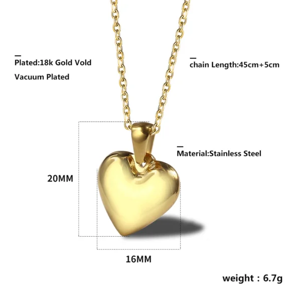 American Fashion 18K Gold Ladies Love Clavicle Chain Peach Heart Shaped Necklace - Image 2