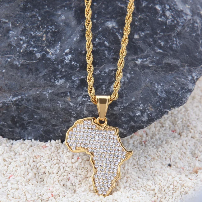 Africa Map Iced Out Chain necklace For Men/Women fashion Jewelry