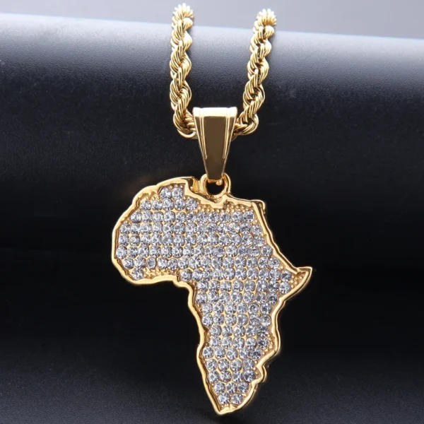 Africa Map Iced Out Chain necklace For Men/Women fashion Jewelry - Image 6