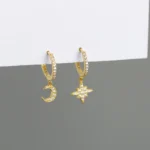 Star Gold Plated Hoop Huggies Earring jewelry for Women - Image 2