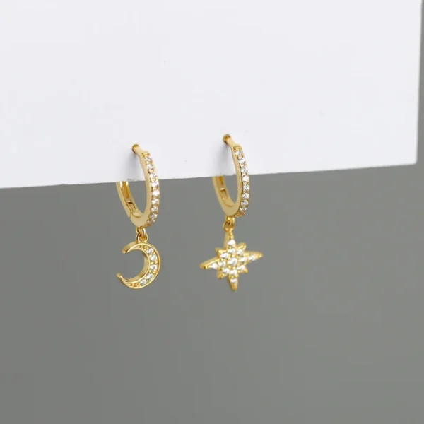 Star Gold Plated Hoop Huggies Earring jewelry for Women - Image 2