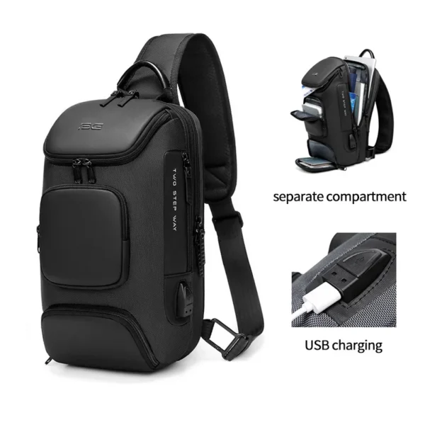 Factory wholesale custom LOGO fashion anti theft men customized waterproof shoulder chest crossbody sling bag for men - Image 6