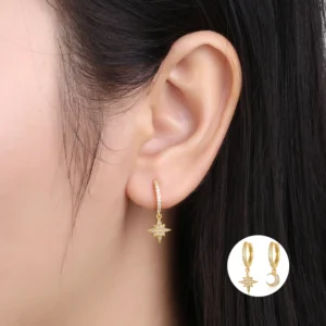 Star Gold Plated Hoop Huggies Earring jewelry for Women